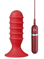6 INCH THRILLER ASS RED RIBBED BUTT PLUG