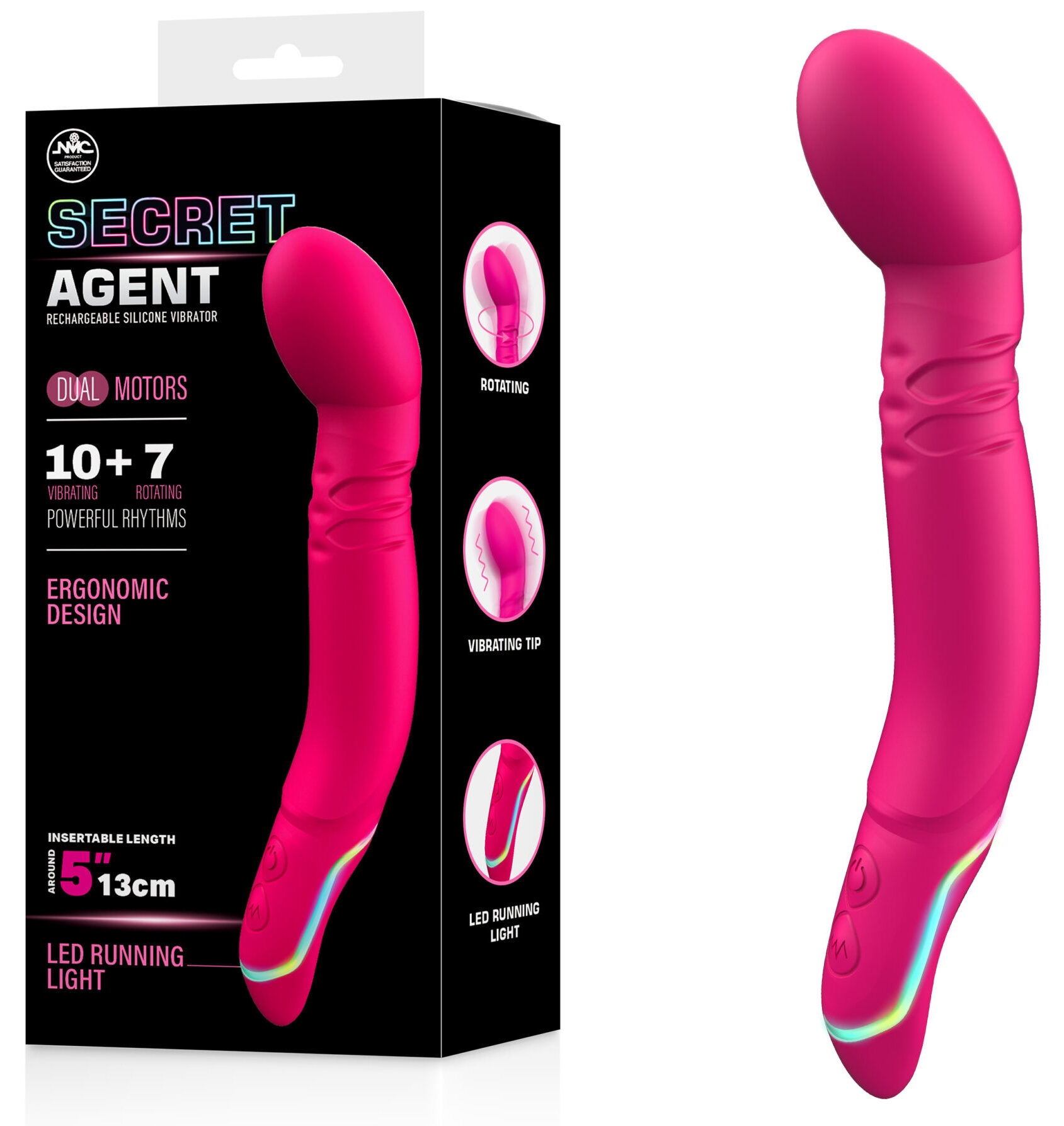 Secret Agent Rechargeable Silicone Vibrator